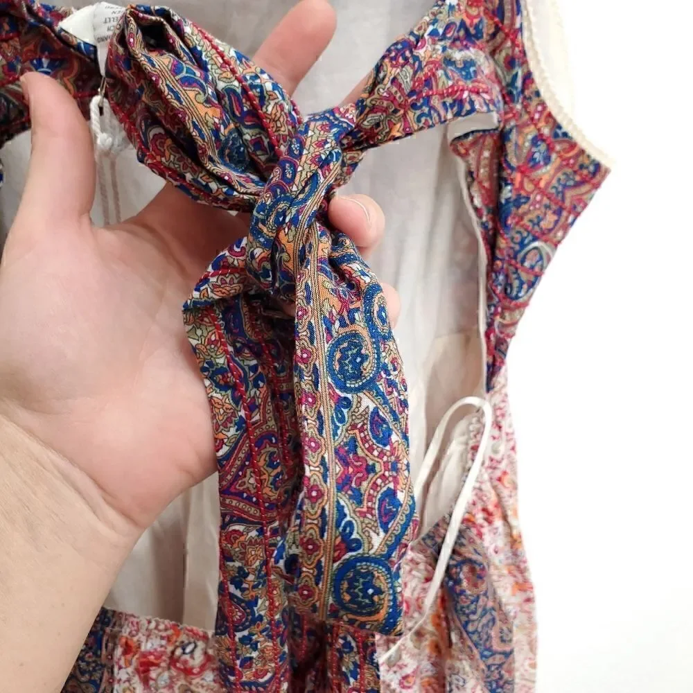 NWT HAUTE HIPPIE Paisley Embroidered Tiered Ruffle Maxi Dress - Picture 13 of 16